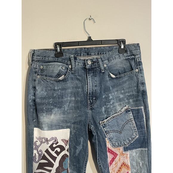 Levi’s 514 x The Bunny Stitch Co. Straight Leg 34x30 Janis Joplin Patchwork - Picture 2 of 12